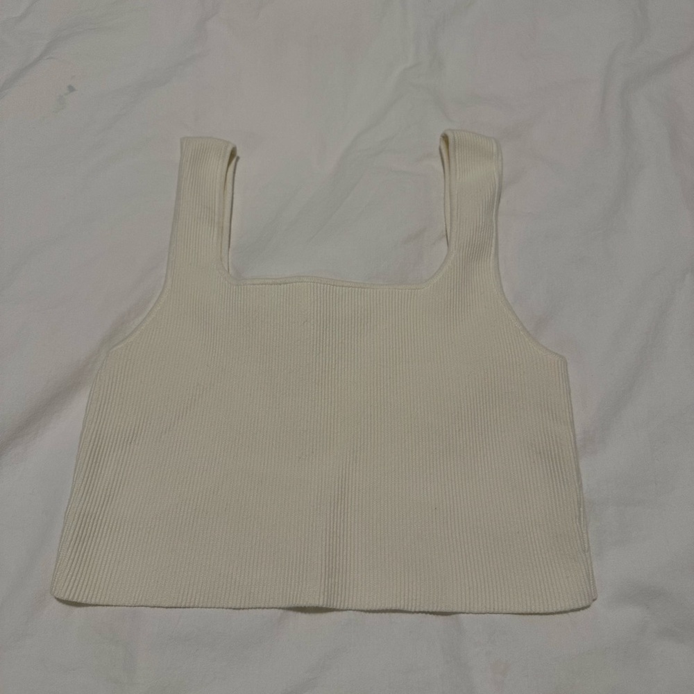 Reformation Cream Ribbed Crop Top